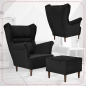 Preview: Ohrensessel Zoja Royal 31 mit Hocker Sessel Wohnzimmersessel Schwarz