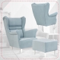 Preview: Ohrensessel Zoja Trinity 22 mit Hocker Wohnzimmersessel Sessel Hellblau