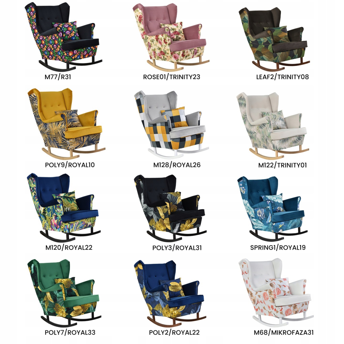 Schaukelsessel Ohrensessel ARI POLY 7 / ROYAL 33 inkl. Zierkissen Wohnzimmersessel