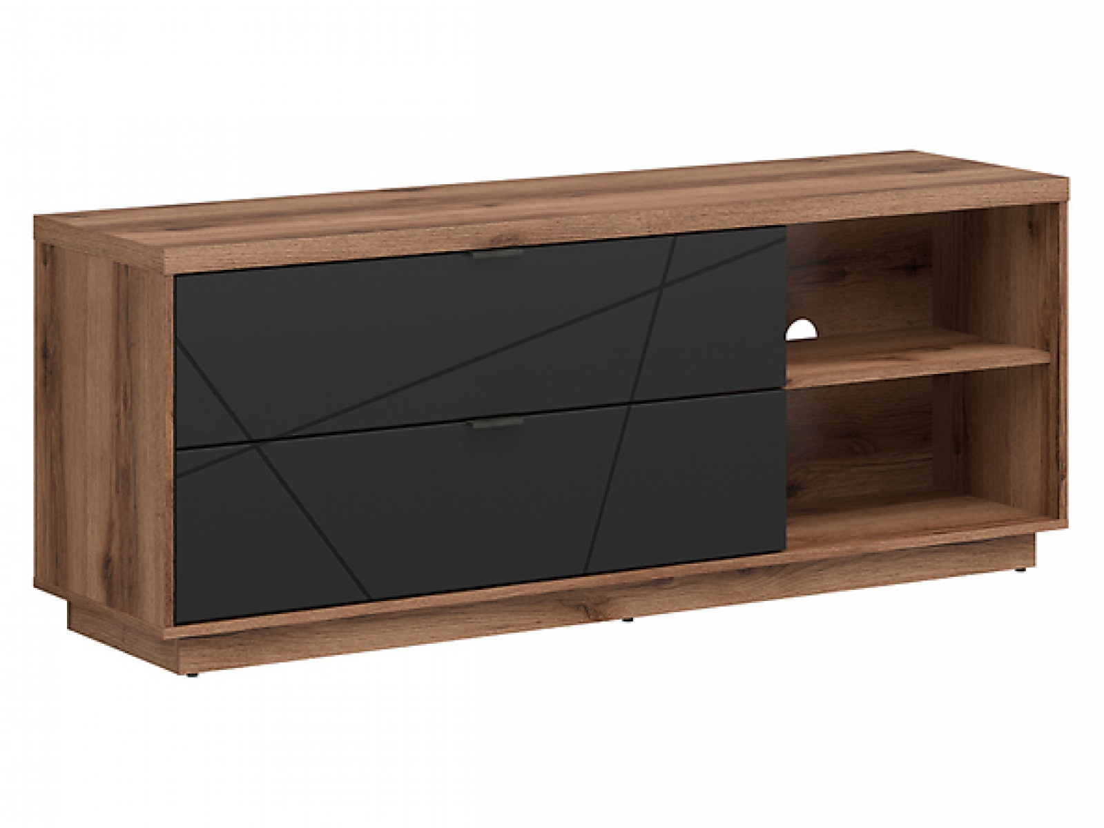 Lowboard Forn 156cm Schwarz Matt/Eiche Delano TV Möbel Design Board HiFi Tisch Modern  Schrank Möbel
