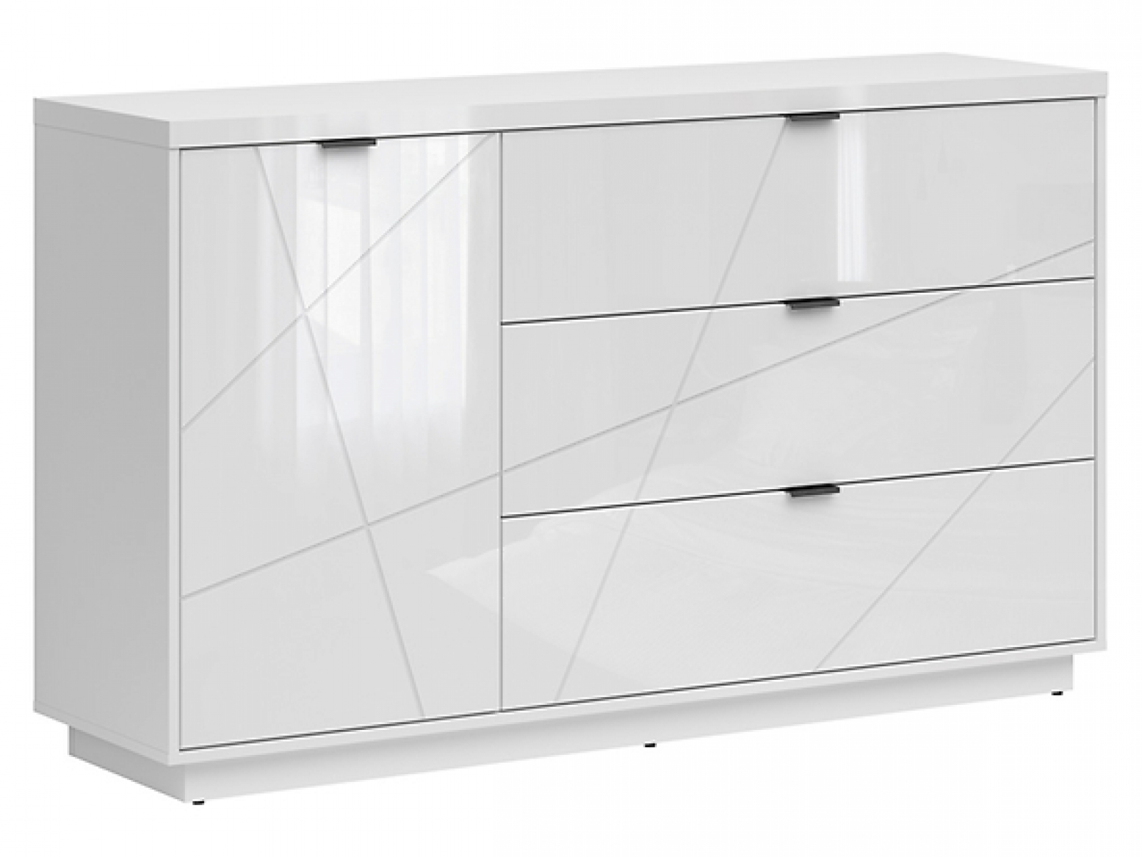 Kommode Forn 156cm Soft Close Weiß Hochglanz/Weiß Glanz Sideboard Modern Design Anrichte Highboard Wohnzimmer Schrank