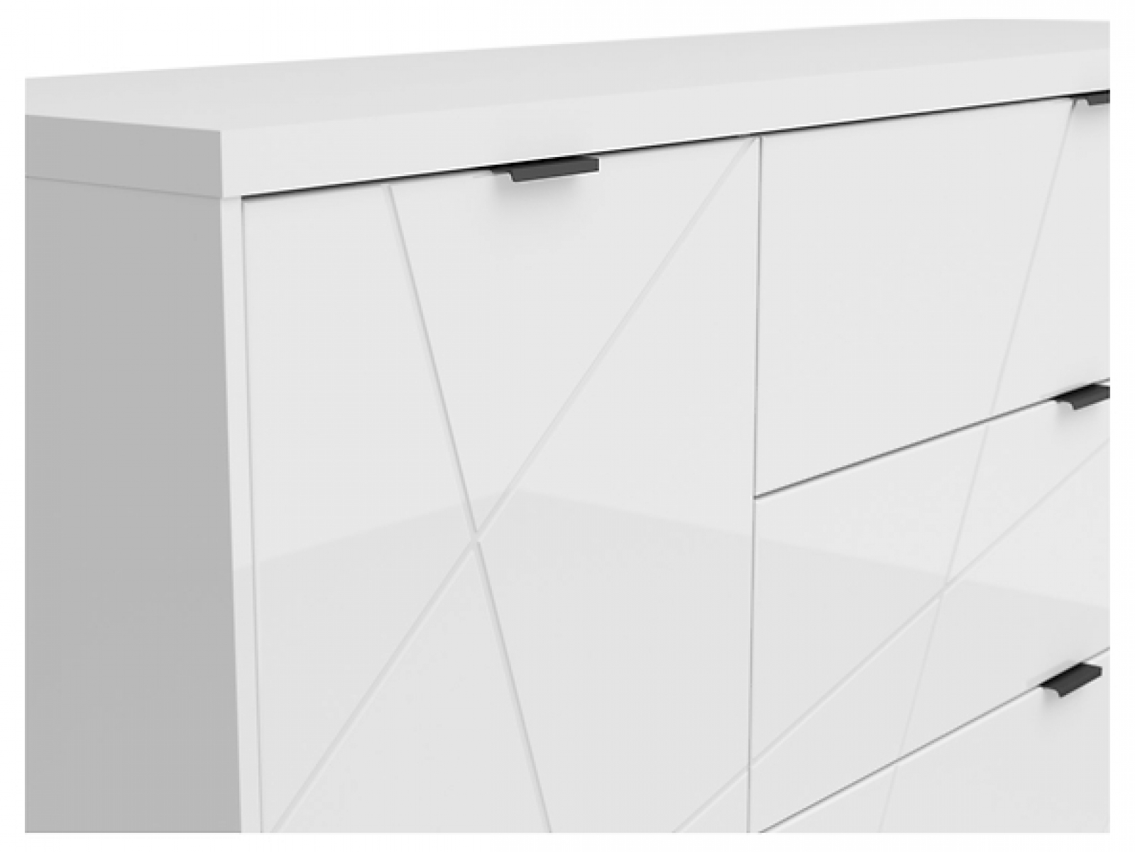 Kommode Forn 156cm Soft Close Weiß Hochglanz/Weiß Glanz Sideboard Modern Design Anrichte Highboard Wohnzimmer Schrank