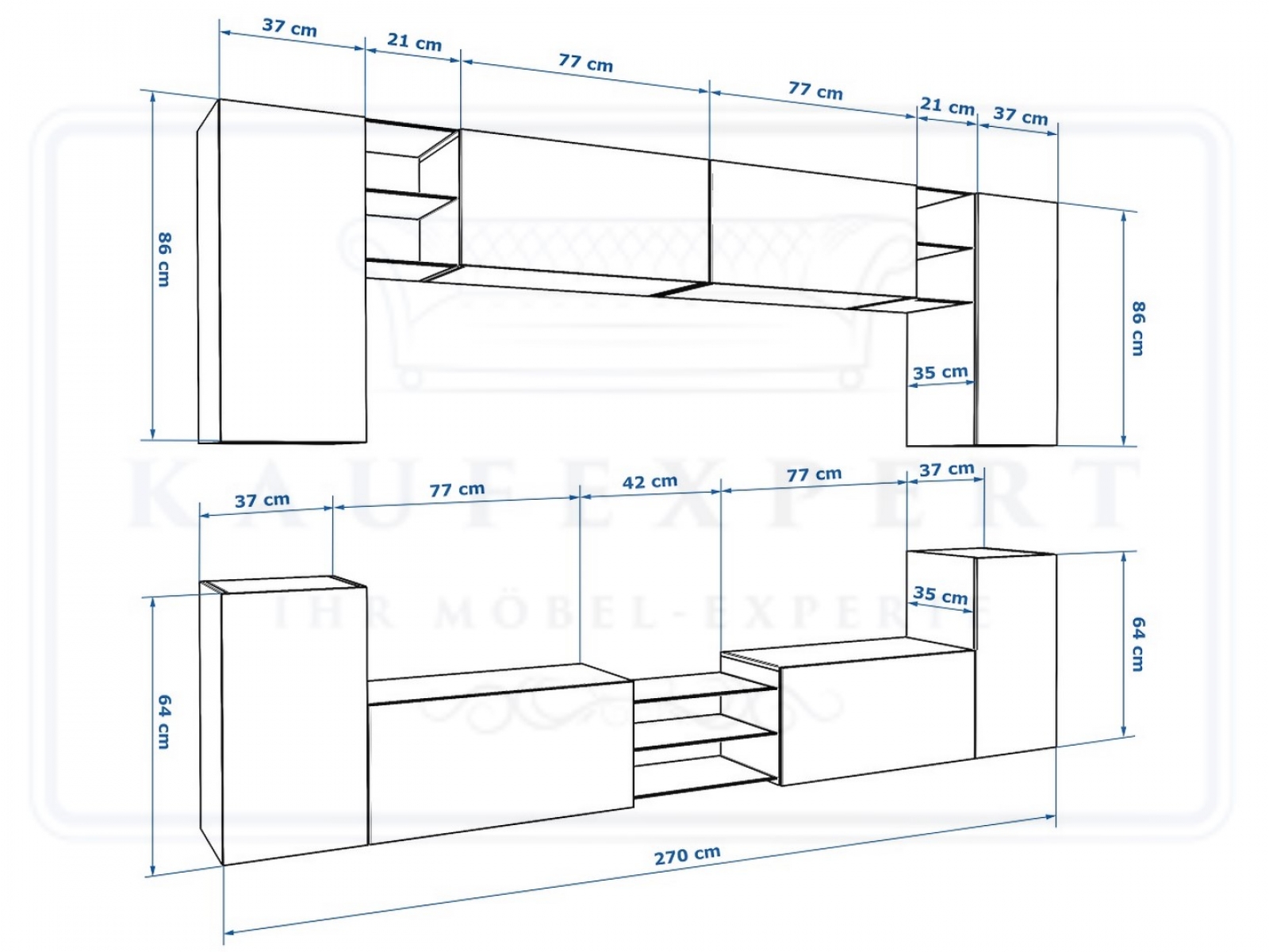 Wohnwand Galaxy Weiß Hochglanz/Weiß Mediawand Medienwand Design Modern Led Beleuchtung MDF Hochglanz Galaxy Hängewand Hängeschrank TV Wand