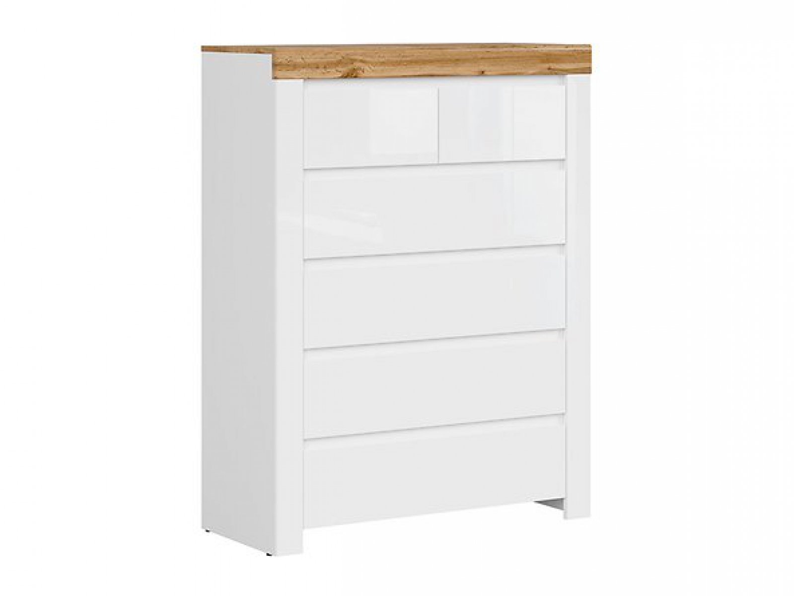 Highboard Holten 98,5cm lackiert Soft Close Weiß Hochglanz/Wotan Eiche/Weiß Matt Modernes Design Anrichte Sideboard Kommode