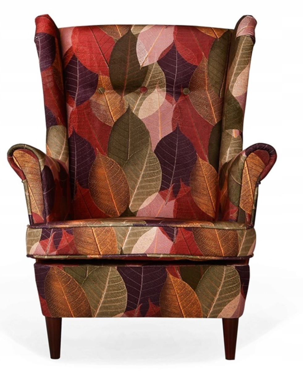 Ohrensessel LEAF 1 mit Hocker Wohnzimmersessel  Blumenmuster