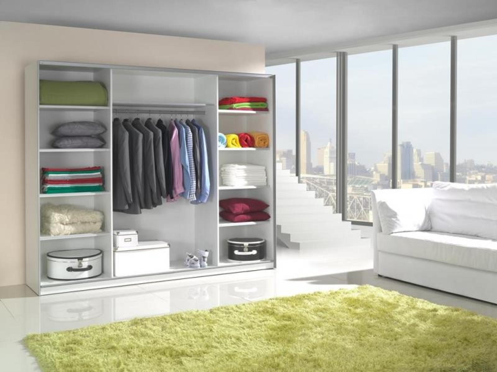 KAUFEXPERT - Schwebetürenschrank 244 cm Prestige 16 Rot ...