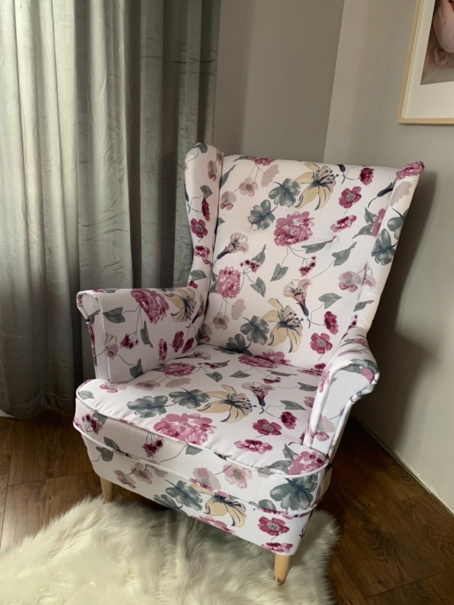 Ohrensessel M 76  Wohnzimmersessel  Blumenmuster Romantisch