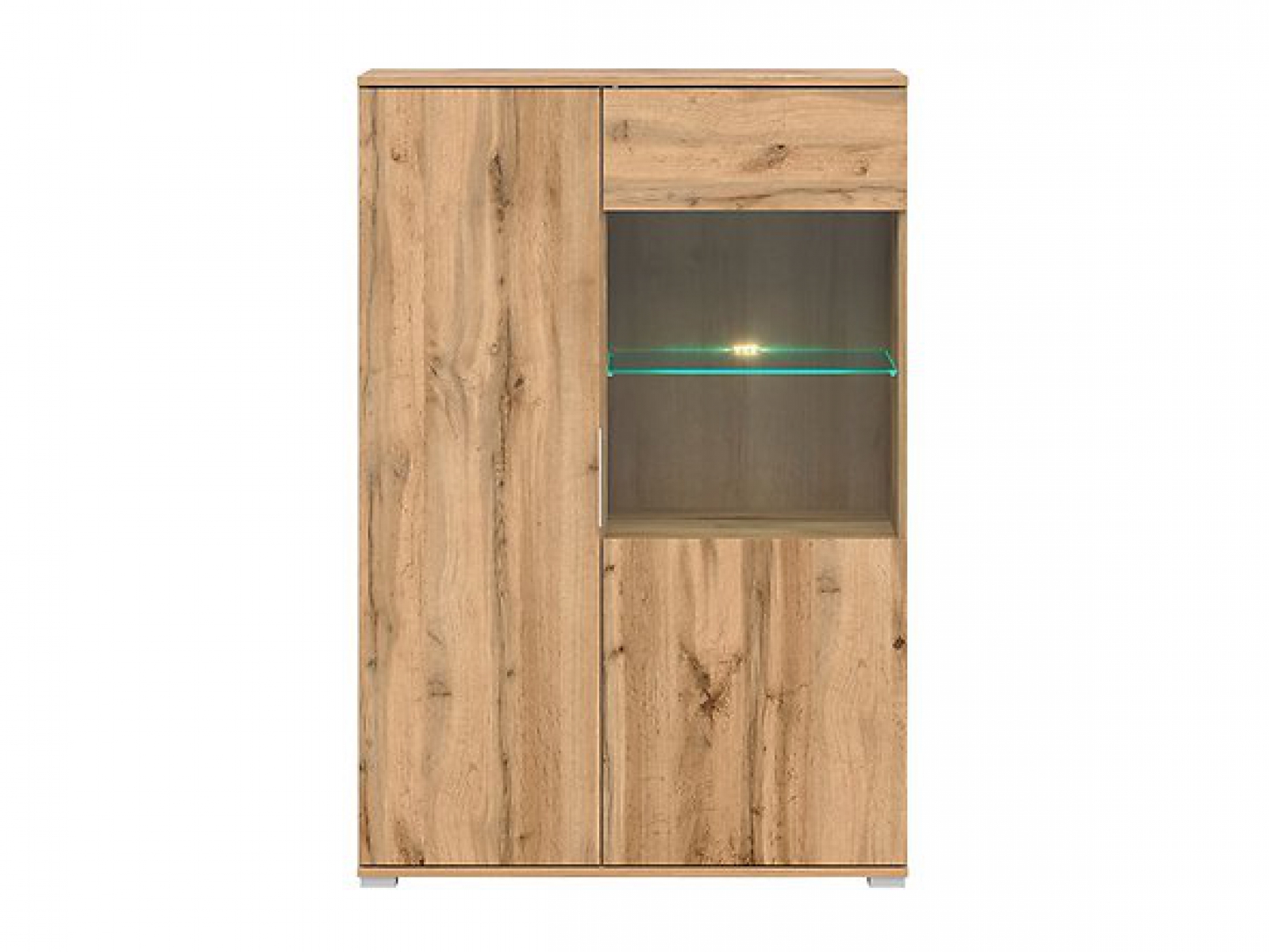 Vitrine Zele 90cm/132,5 cm Wotan Eiche Modern Design LED Beleuchtung