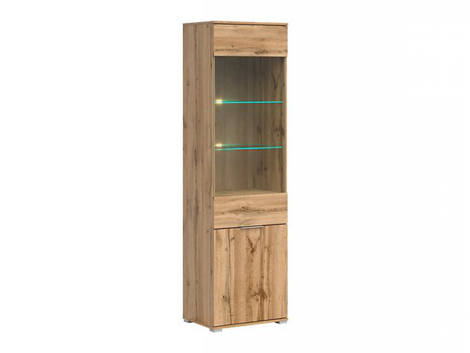 Vitrine Zele 56 cm Wotan Eiche Modern Design LED Beleuchtung