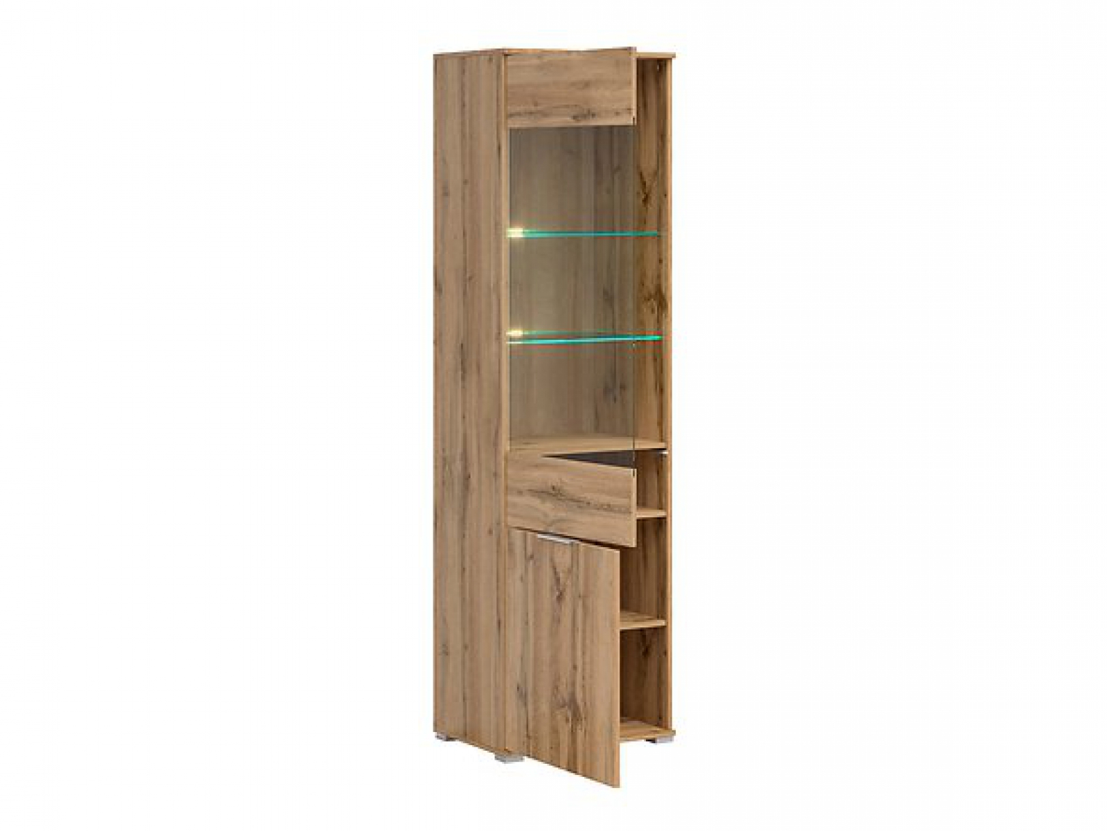 Vitrine Zele 56 cm Wotan Eiche Modern Design LED Beleuchtung