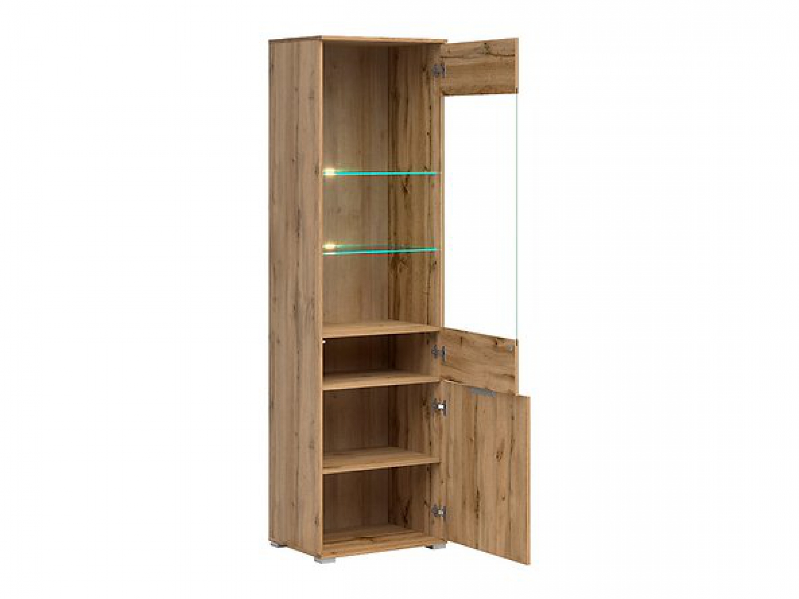 Vitrine Zele 56 cm Wotan Eiche Modern Design LED Beleuchtung