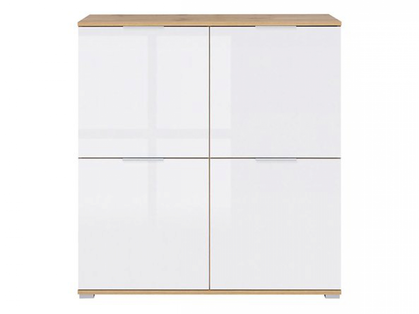 Highboard Zele Sideboard 104 cm Weiß Hochglanz/ Wotan Eiche Modern Design Anrichte