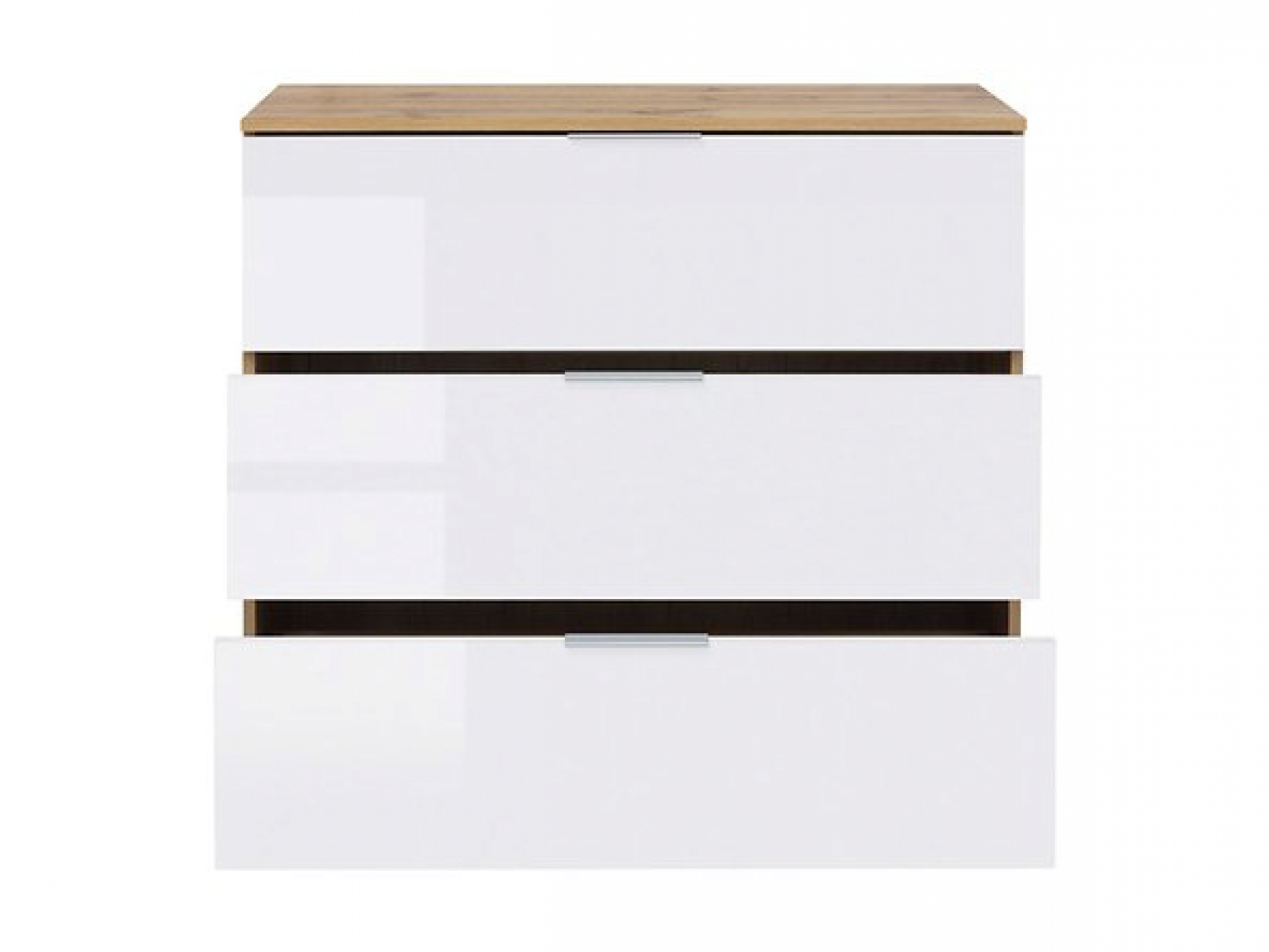 Kommode Zele Sideboard 95 cm Weiß Hochglanz/Wotan Eiche Modern Design Anrichte