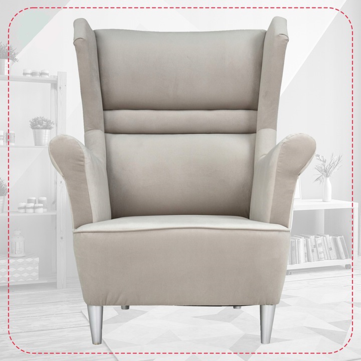 Ohrensessel Zoja New Velo 202 mit Hocker Wohnzimmersessel Beige