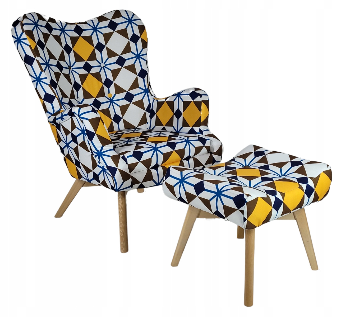 Sessel Vikka mit Hocker, Velur Velvet Farbe MIX