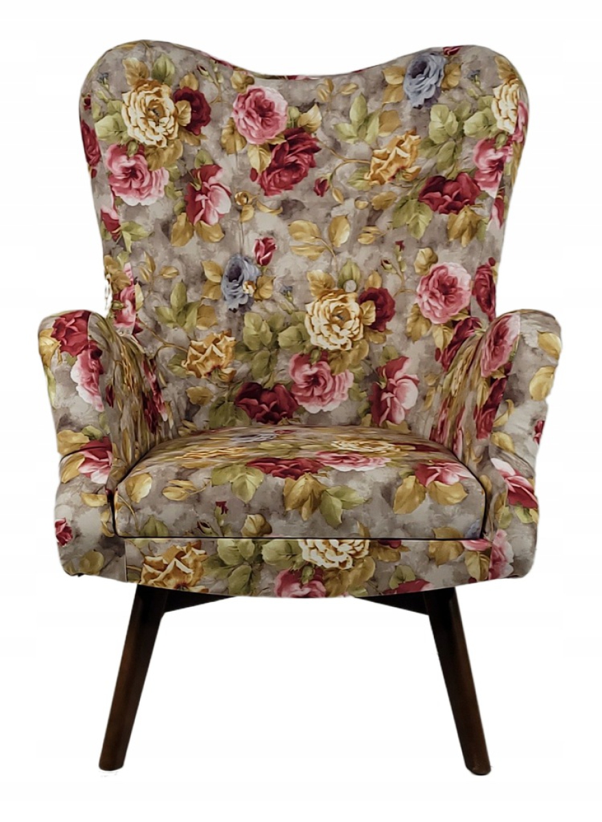 Sessel Vikka mit Hocker, Velur Rose
