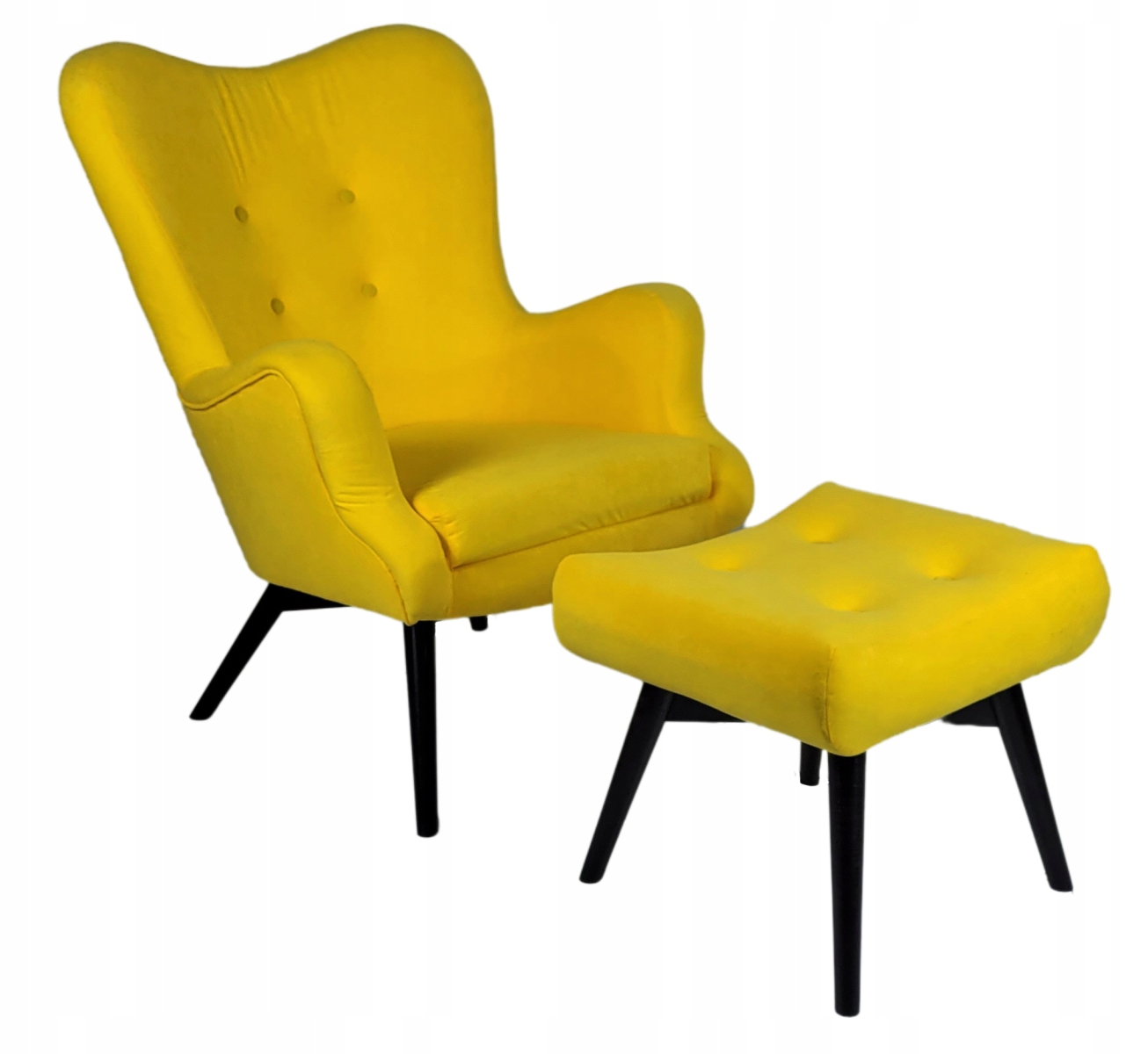 Sessel Vikka mit Hocker, Microfaser  Farbe Gelb