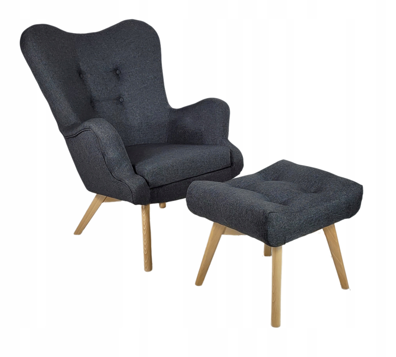 Sessel Vikka mit Hocker, Sawana, Farbe Grau