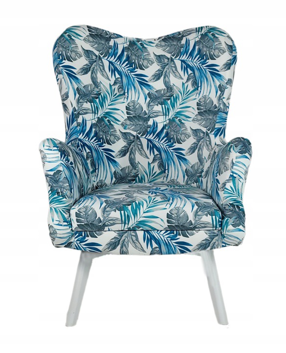 Sessel Vikka mit Hocker, Velur Velvet Farbe Tropic