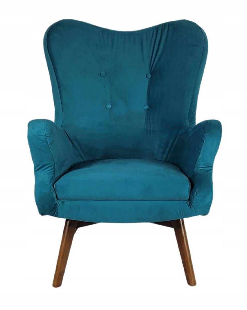 Sessel Vikka mit Hocker, Velur Velvet Farbe Türkis