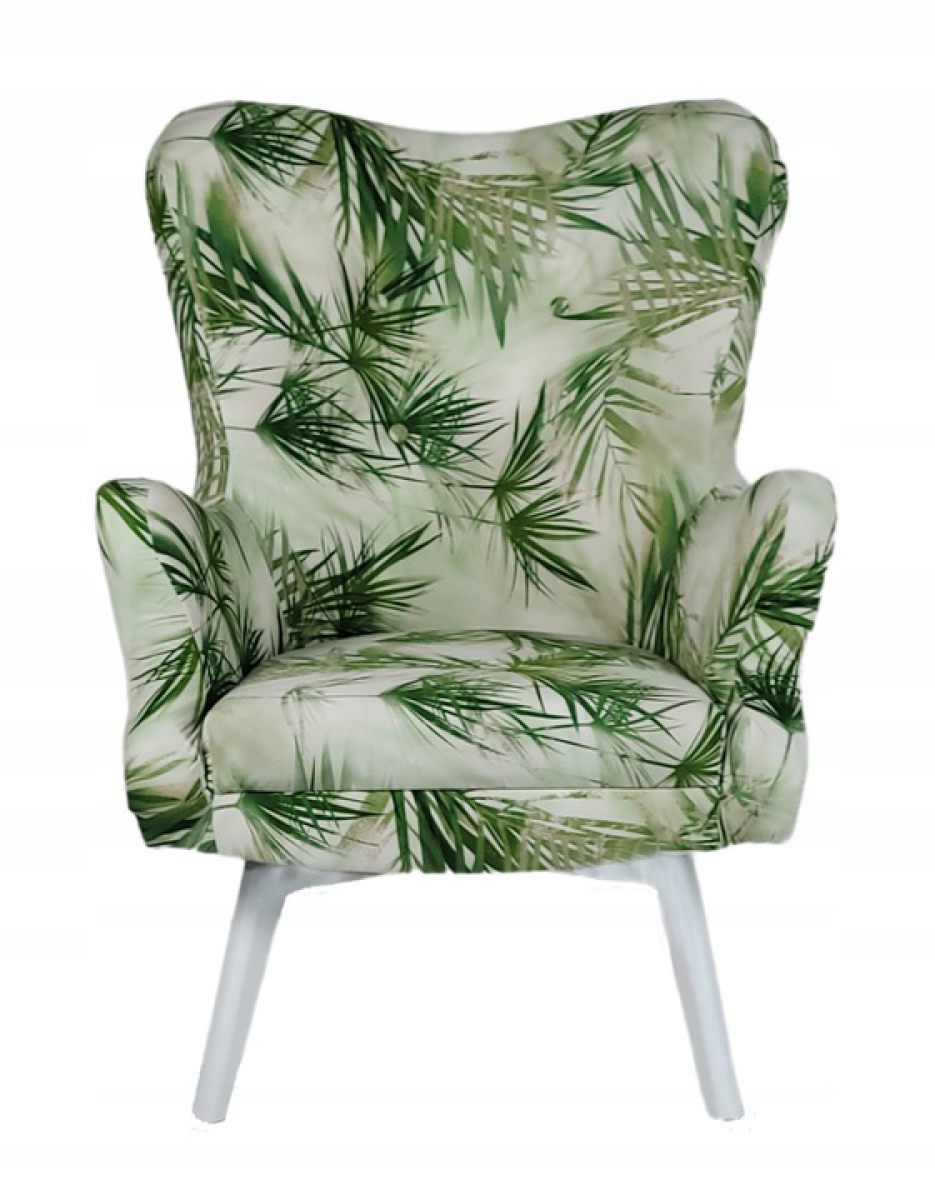 Sessel Vikka mit Hocker, Velur Velvet Farbe Tropic 2