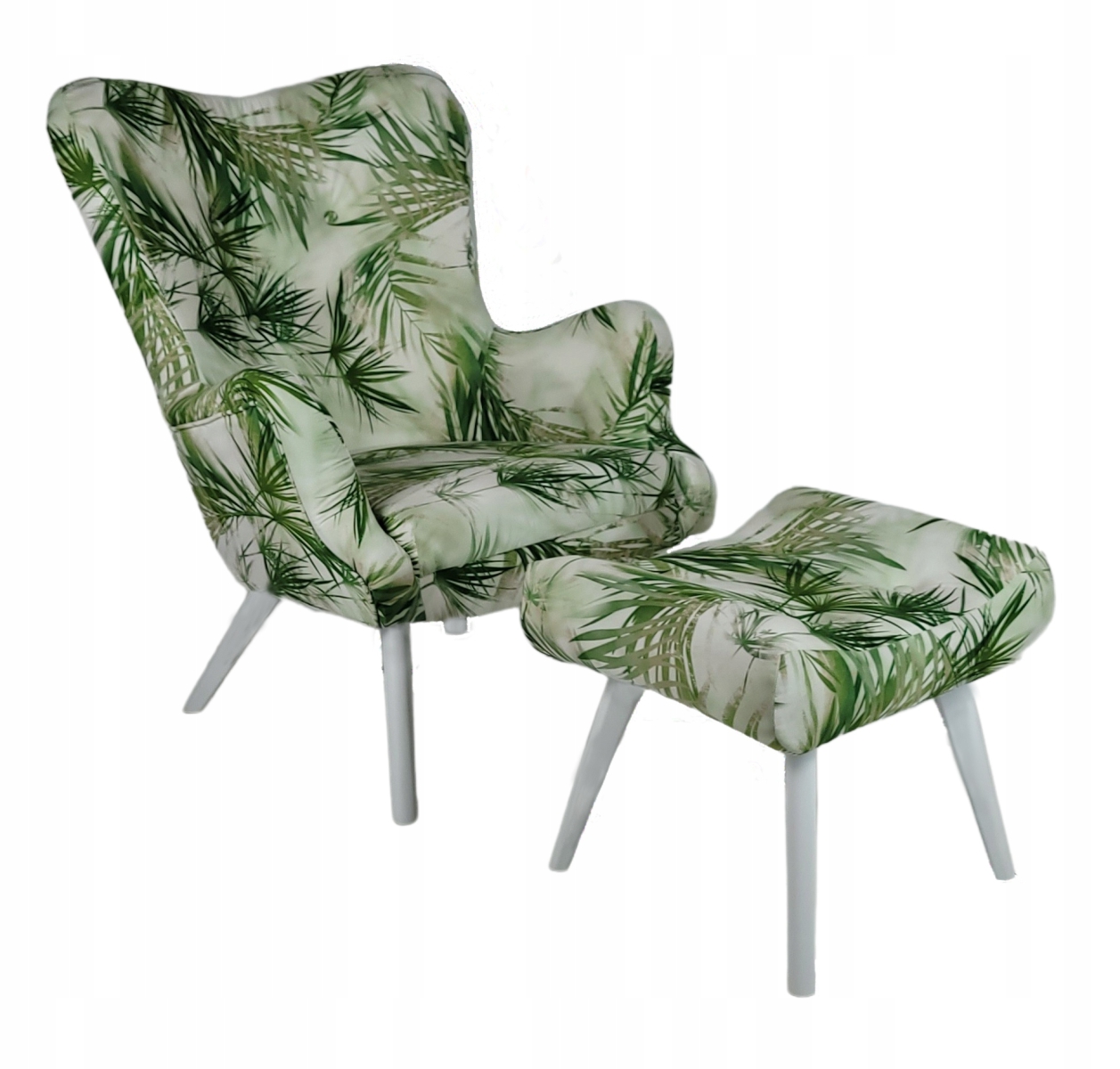 Sessel Vikka mit Hocker, Velur Velvet Farbe Tropic 2