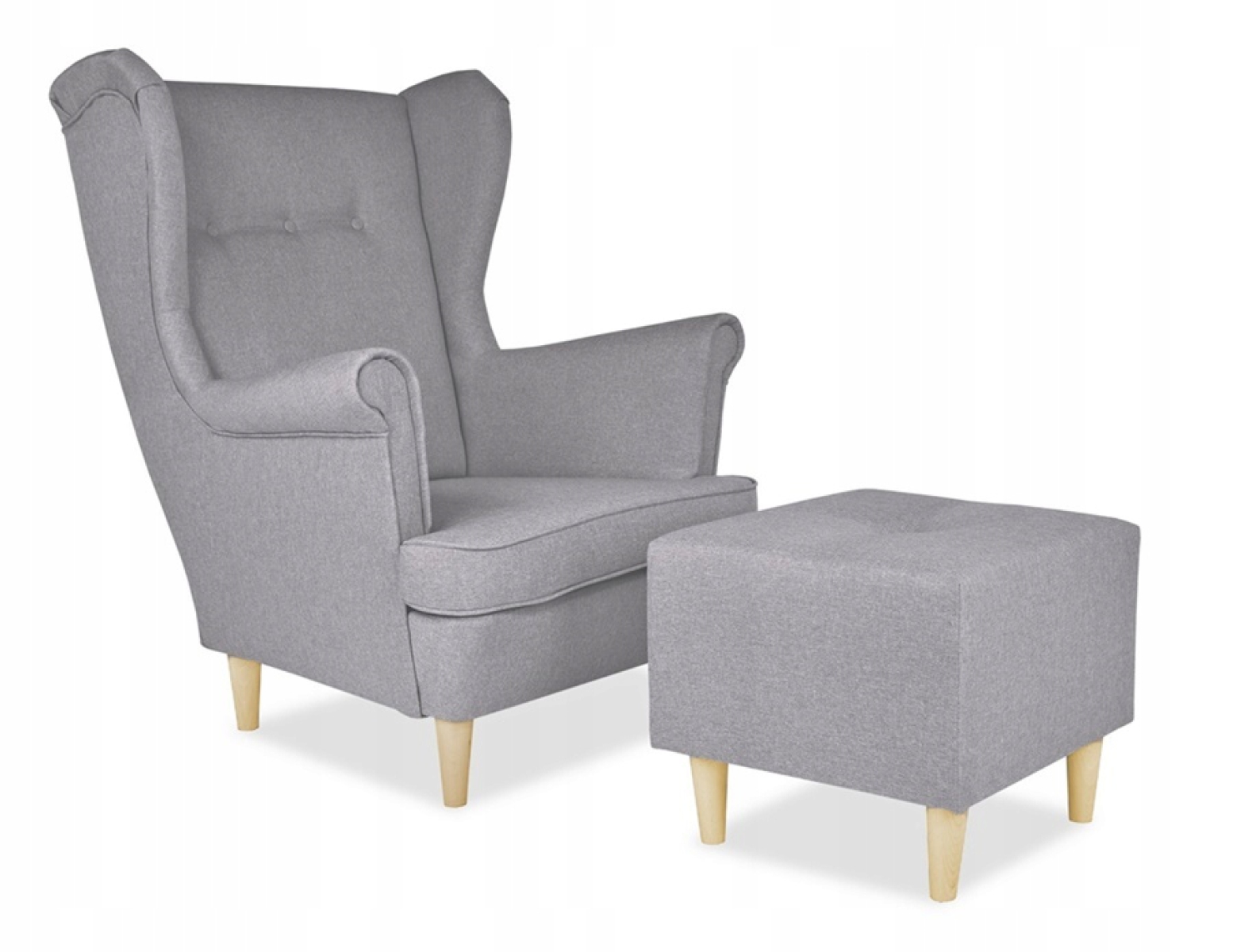 Ohrensessel ARI SW 21 mit Hocker Wohnzimmersessel Sessel Grau