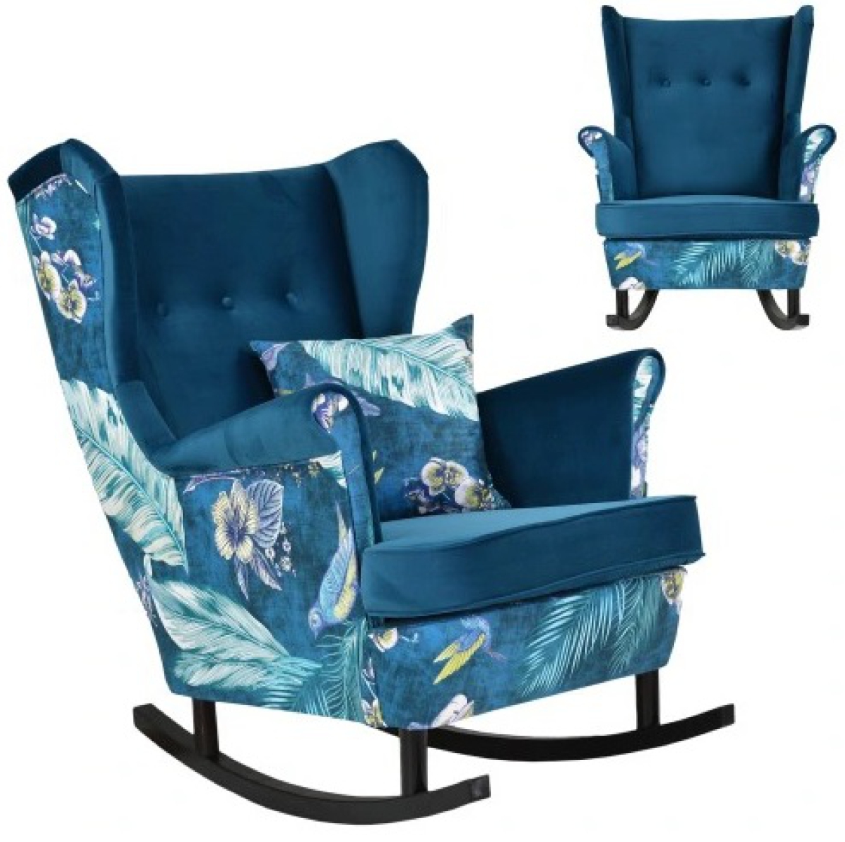 Schaukelsessel Ohrensessel ARI SPRING 1 / ROYAL 19 inkl. Zierkissen  Wohnzimmersessel