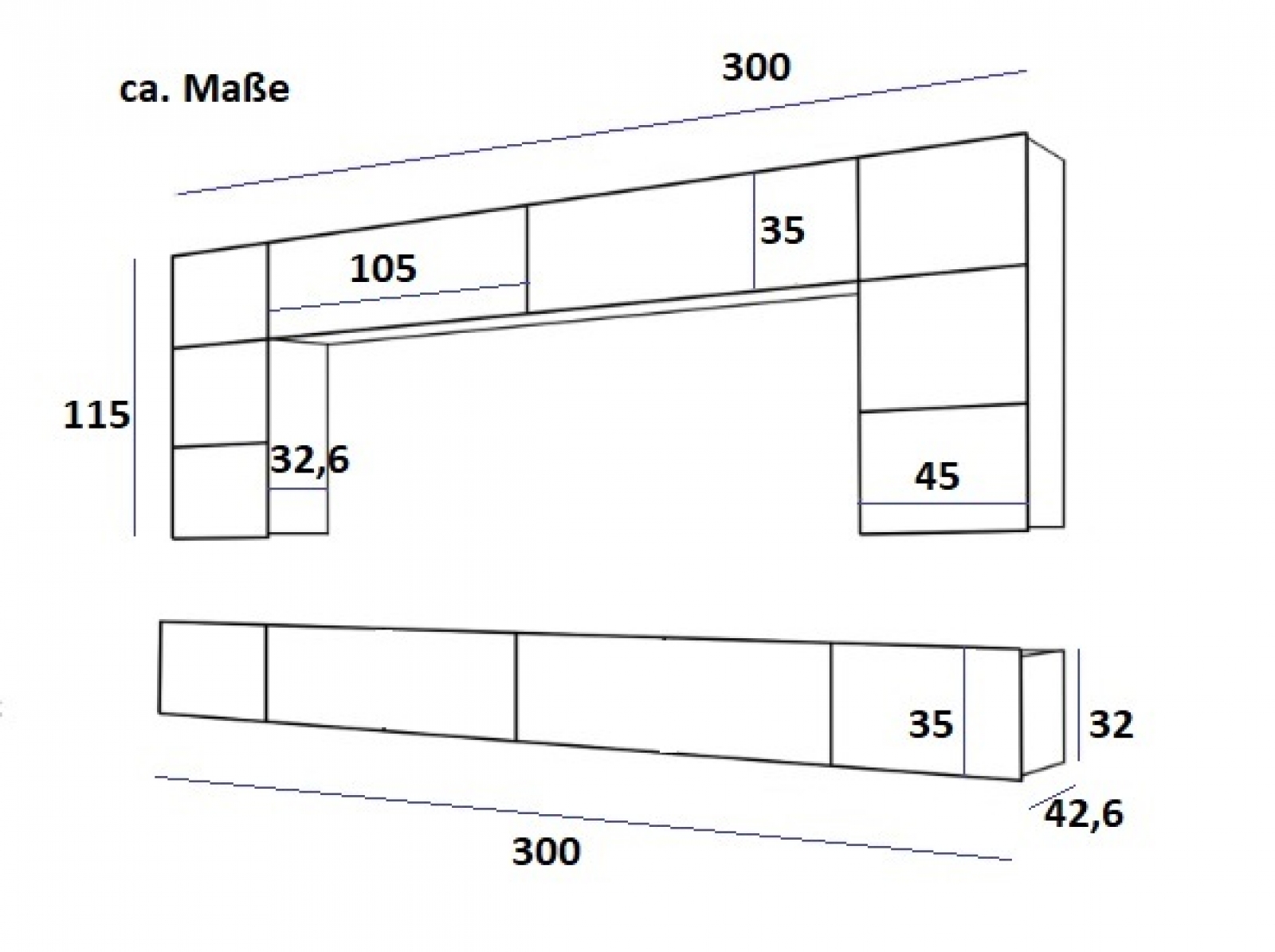 Wohnwand Flow Sonoma Eiche Mediawand Medienwand Design Modern Led Beleuchtung Hängewand Hängeschrank Fox TV Wand