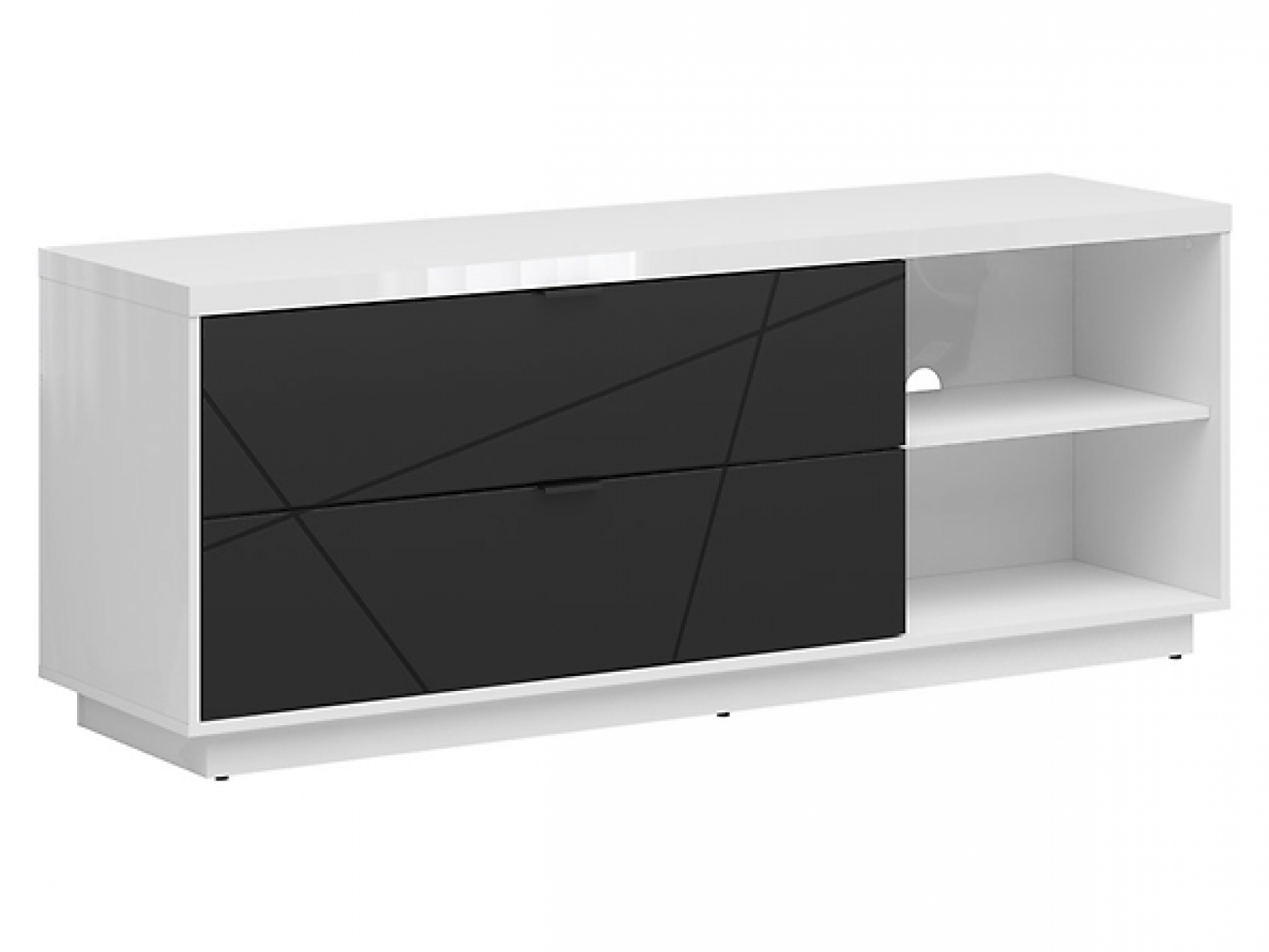 Lowboard Forn 156cm Schwarz Matt/Weiß Hochglanz TV Möbel Design Board HiFi Tisch Modern Schrank Möbel