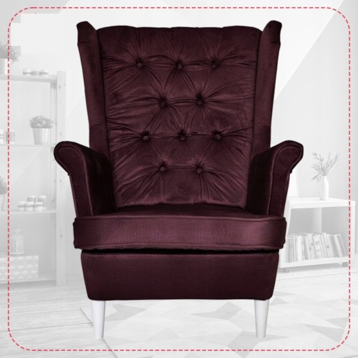 Ohrensessel GAJA Monolith 69 mit Hocker Bordeauxrot Wohnzimmersessel