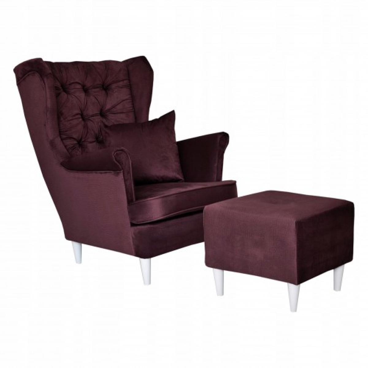 Ohrensessel GAJA Monolith 69 mit Hocker Bordeauxrot Wohnzimmersessel