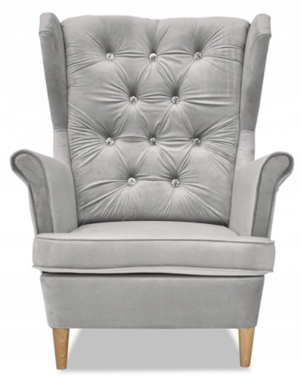 Ohrensessel GAJA Royal 26 mit Hocker Hellgrau Wohnzimmersessel
