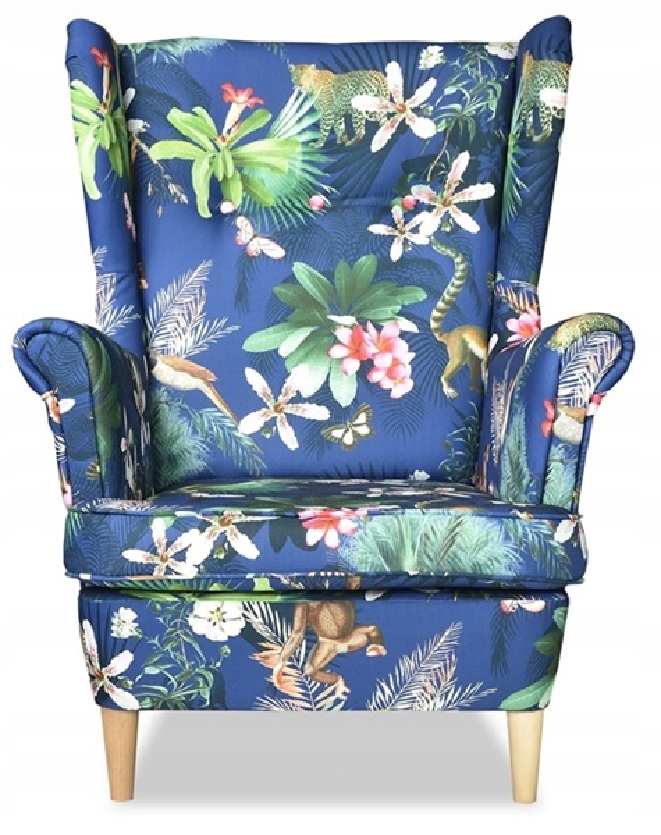 Ohrensessel ARI Garden 1 Wohnzimmersessel  Blumenmuster Tropenblumen Sessel Dschungel