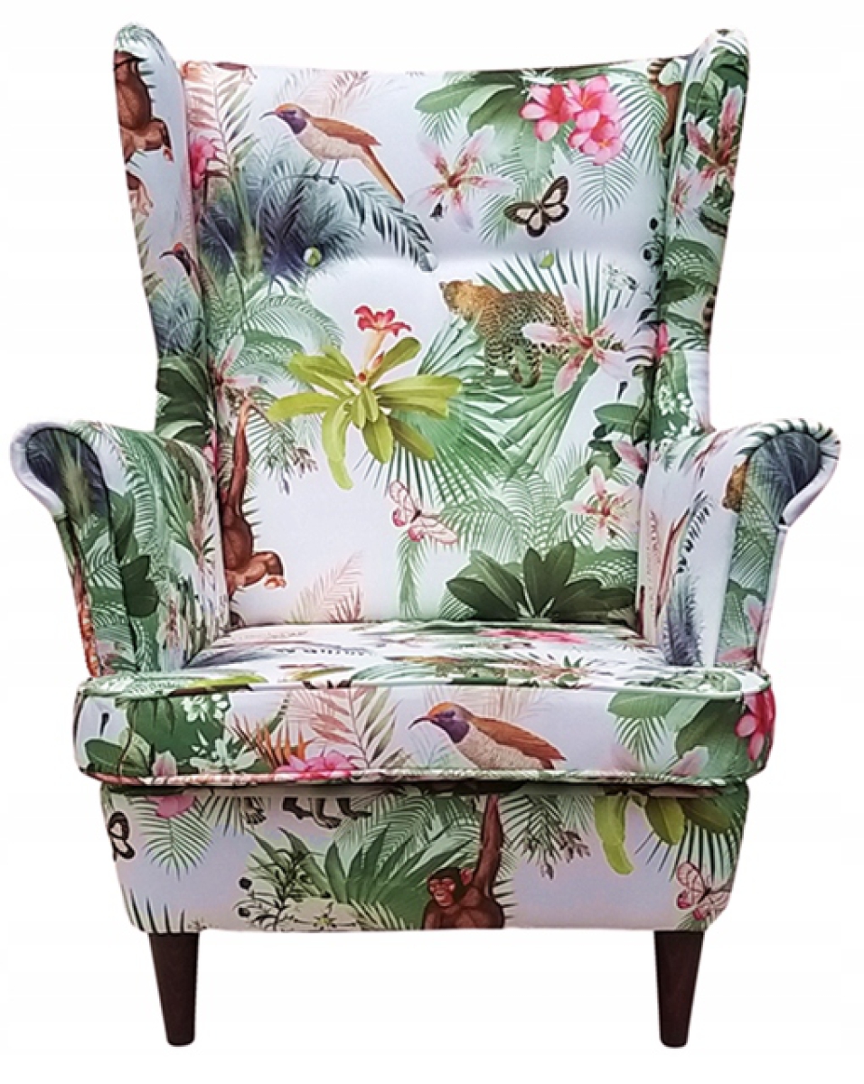 Ohrensessel ARI Garden 2 Wohnzimmersessel  Blumenmuster Tropenblumen Sessel Dschungel