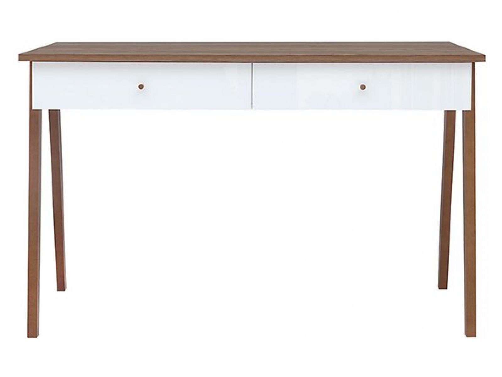 Schreibtisch Heda 120,5cm Weiß /Sibu Lärche/ Weiß Hochglanz mit Schubladen Büromöbel Büroschreibtisch Computertisch