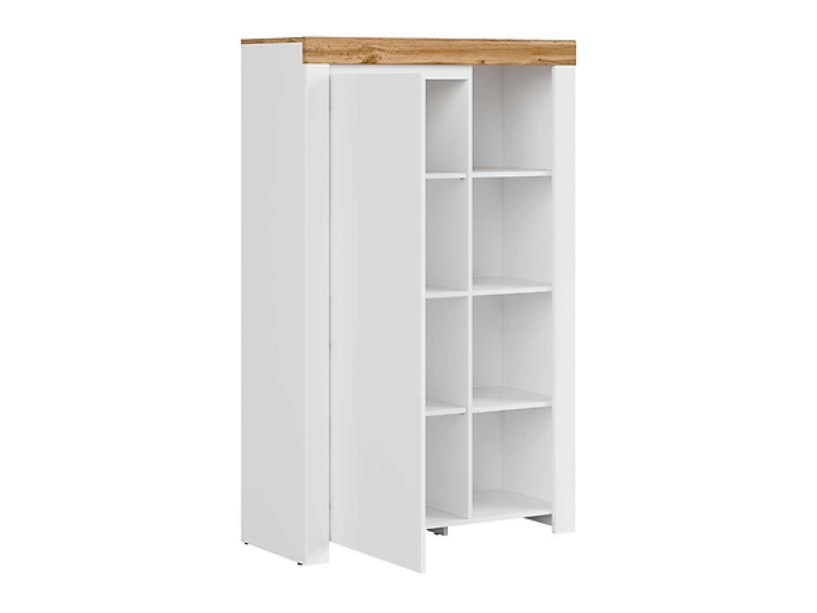 Stauraumschrank mit Regal Holten 156,5 cm Soft Close lackiert Weiß Hochglanz/Wotan Eiche/Weiß Modern Design