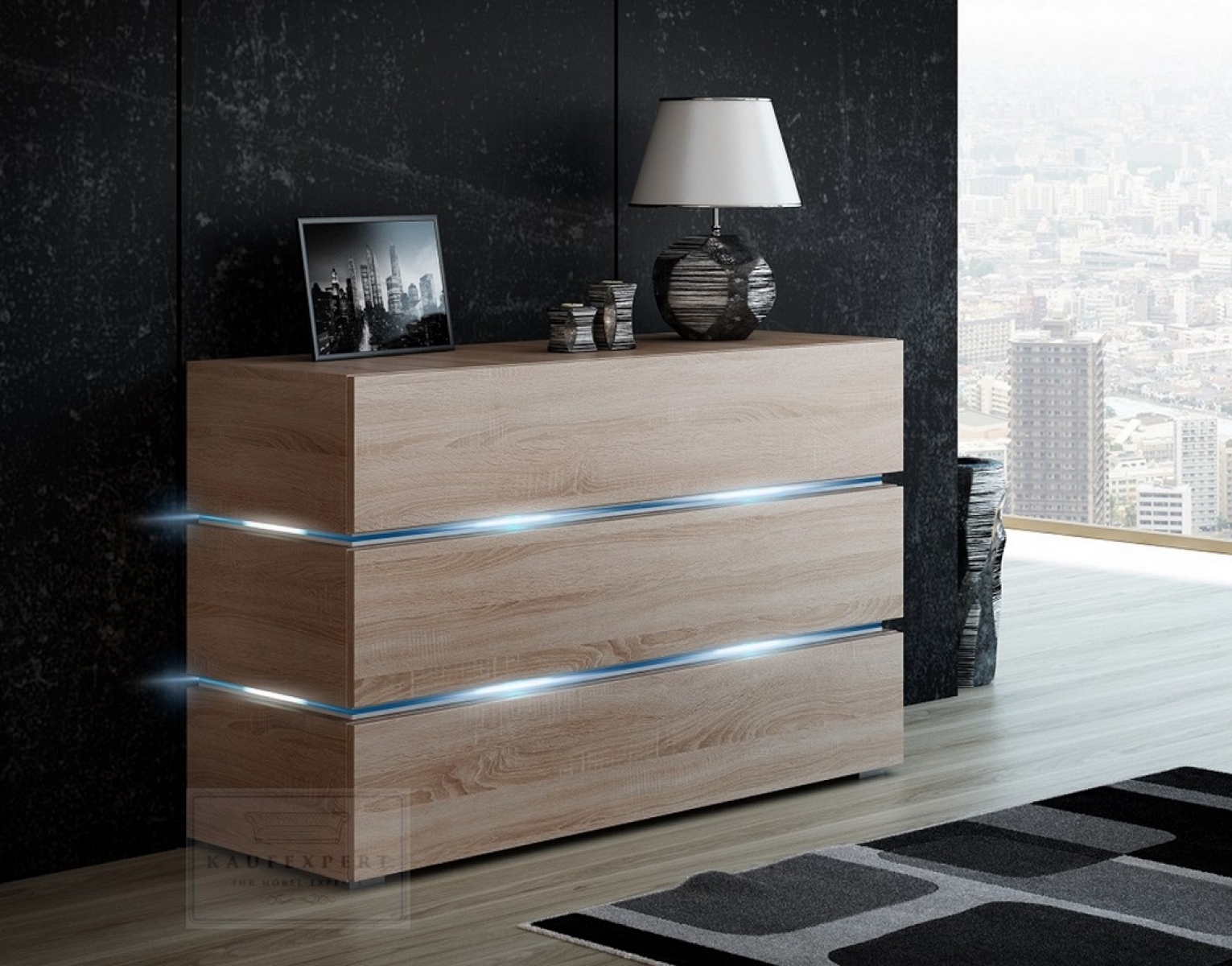 KAUFEXPERT Kommode Shine Sideboard 120 cm Sonoma Eiche