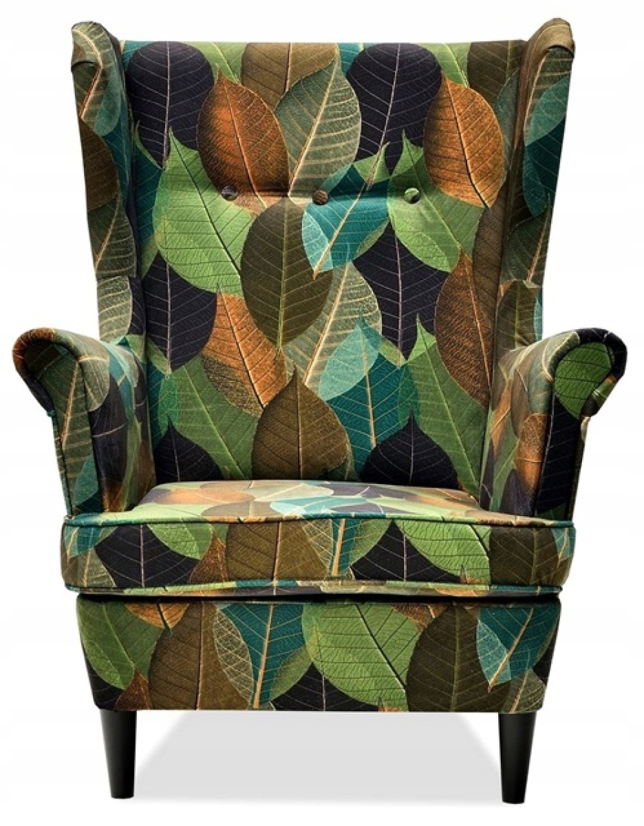 Ohrensessel LEAF 2  Wohnzimmersessel  Blumenmuster