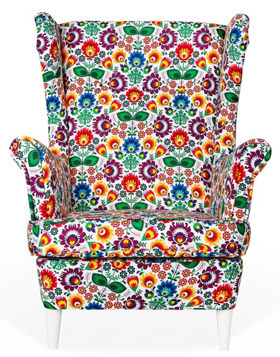 Ohrensessel M 107 mit Hocker Wohnzimmersessel Blumenmuster