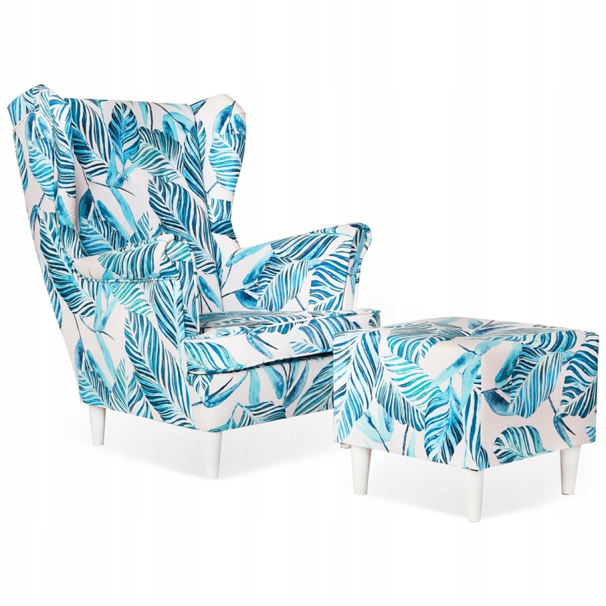 Ohrensessel M 114 mit Hocker Wohnzimmersessel Blumenmuster