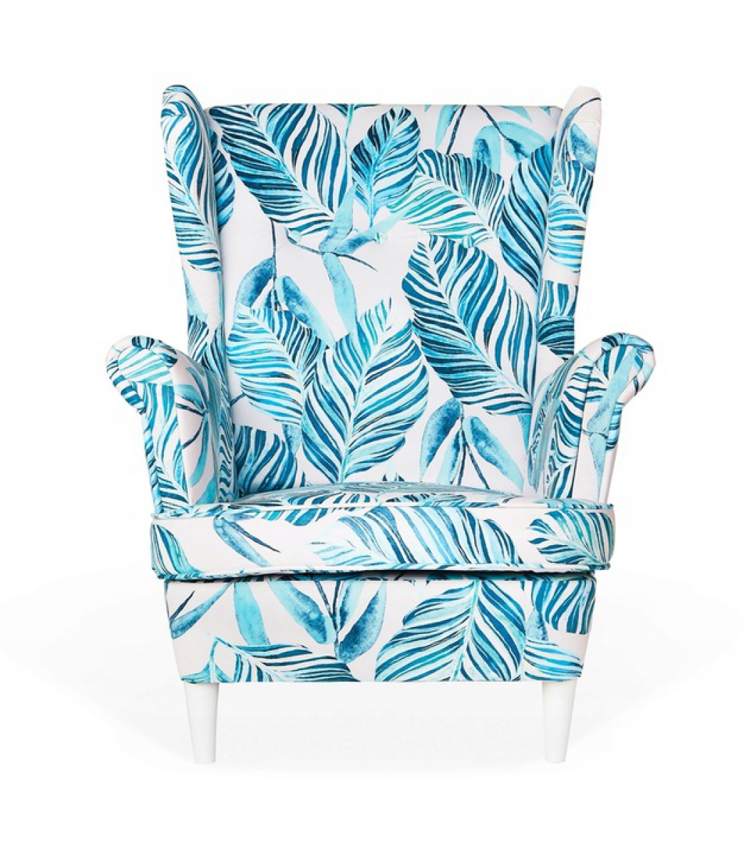 Ohrensessel M 114 mit Hocker Wohnzimmersessel Blumenmuster