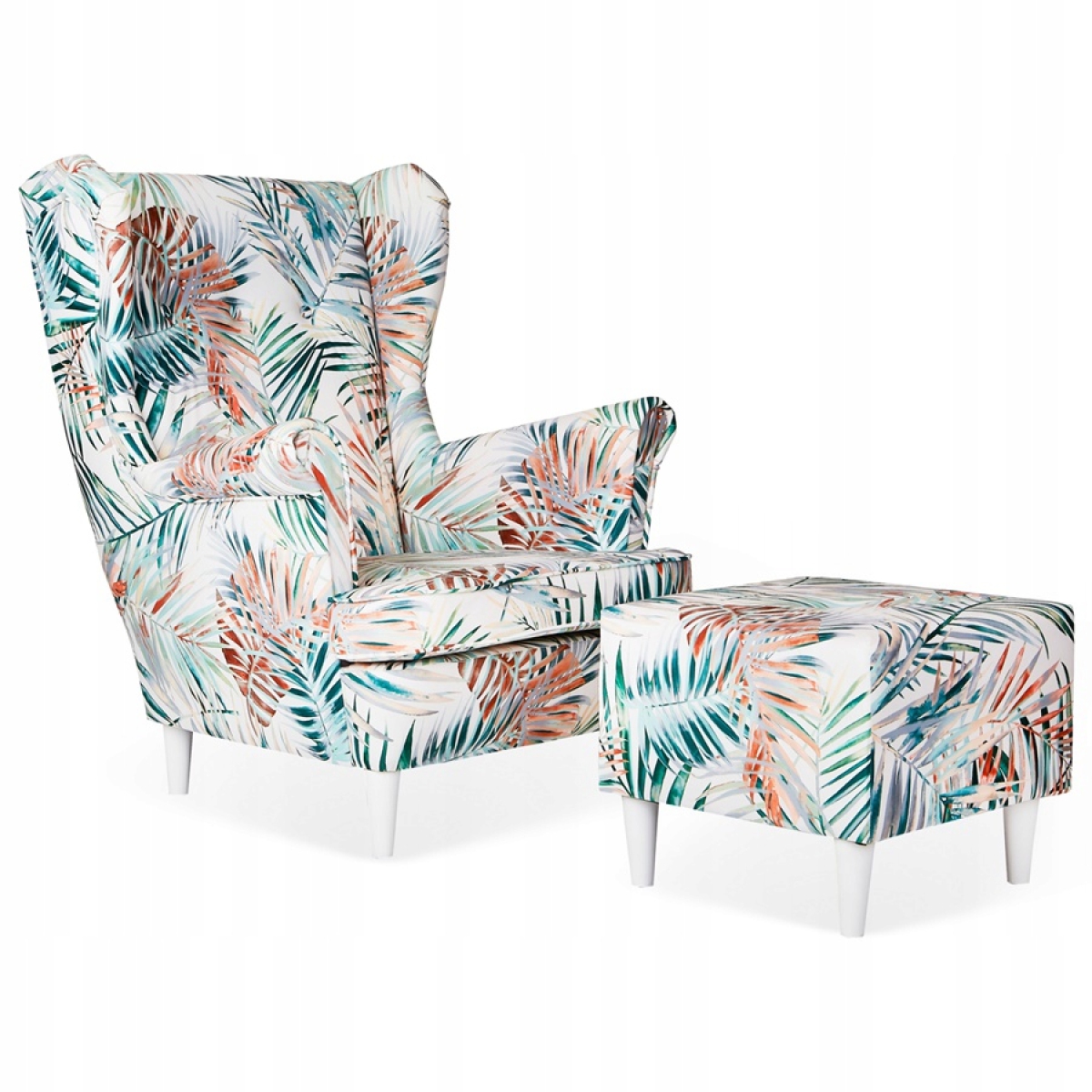 Ohrensessel M 115 mit Hocker Wohnzimmersessel  Blumenmuster