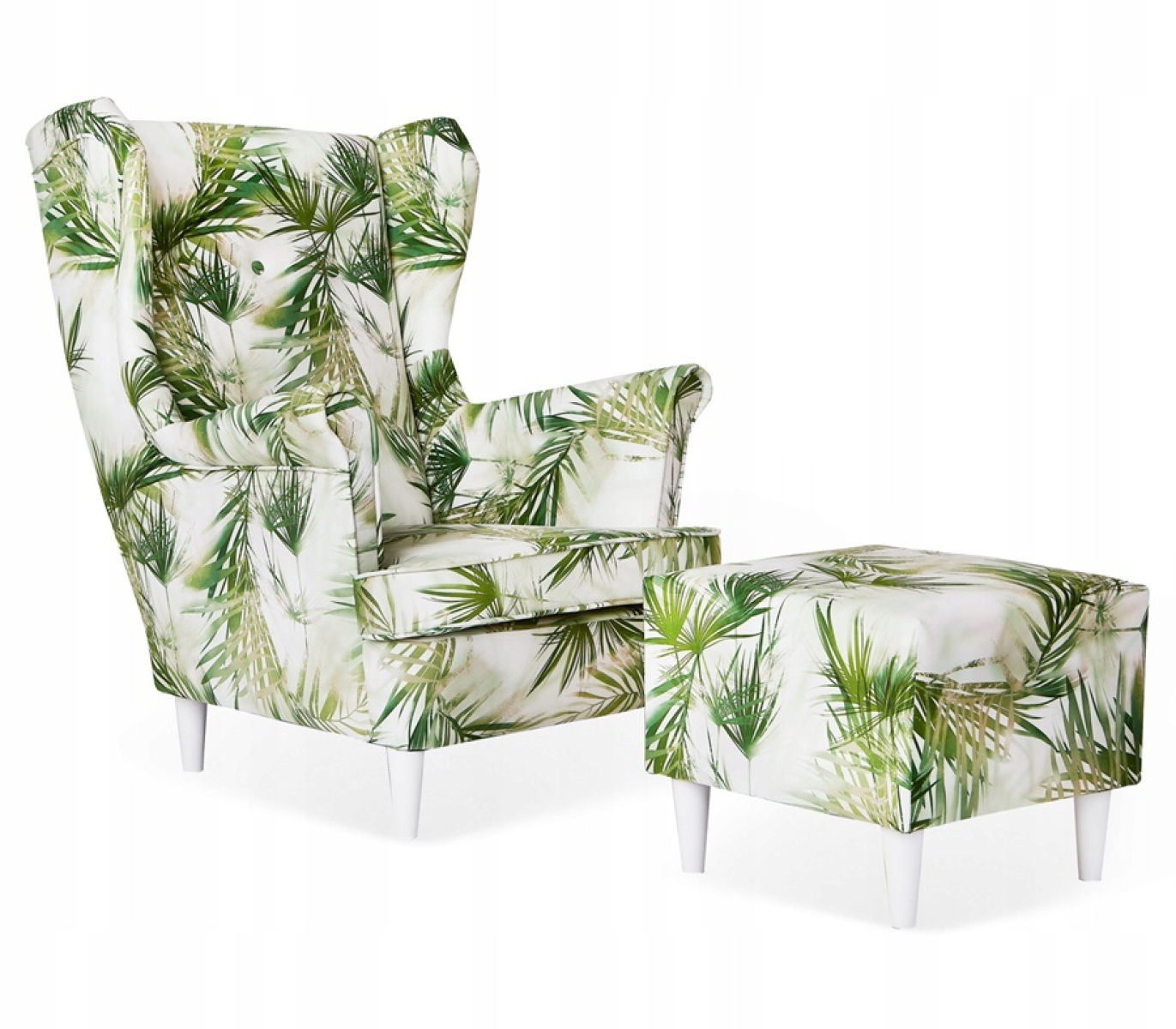 Ohrensessel M 117 mit Hocker Wohnzimmersessel  Blumenmuster