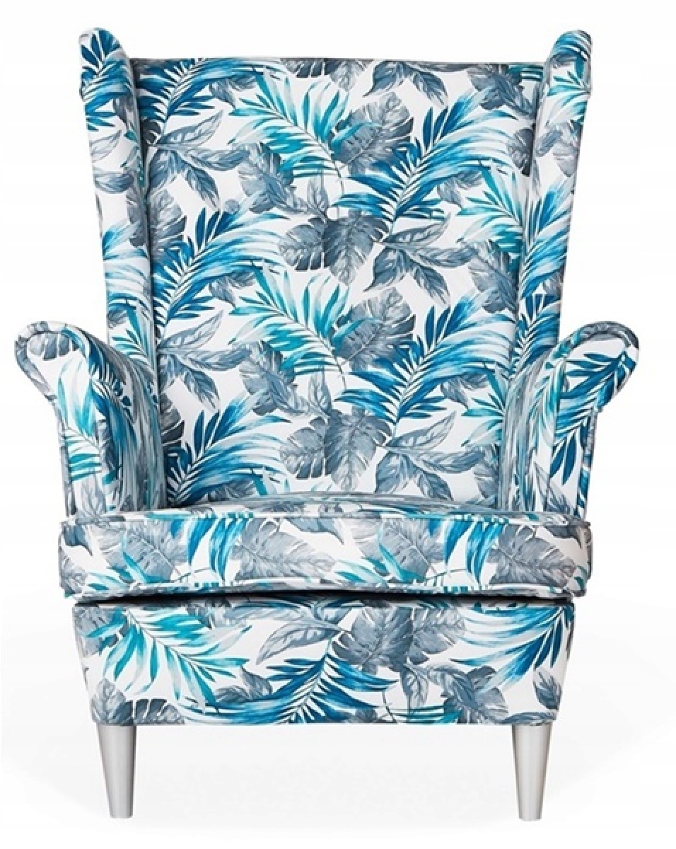 Ohrensessel M 118 mit Hocker Wohnzimmersessel  Blumenmuster