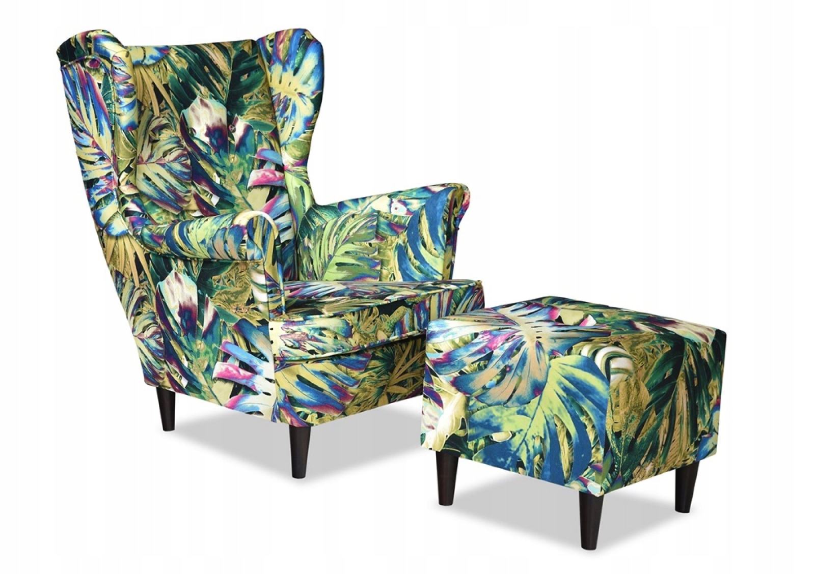Ohrensessel M 120 mit Hocker Wohnzimmersessel  Blumenmuster