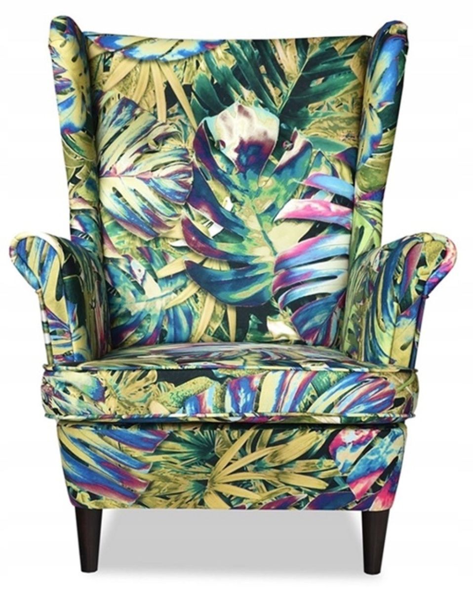 Ohrensessel M 120 mit Hocker Wohnzimmersessel  Blumenmuster
