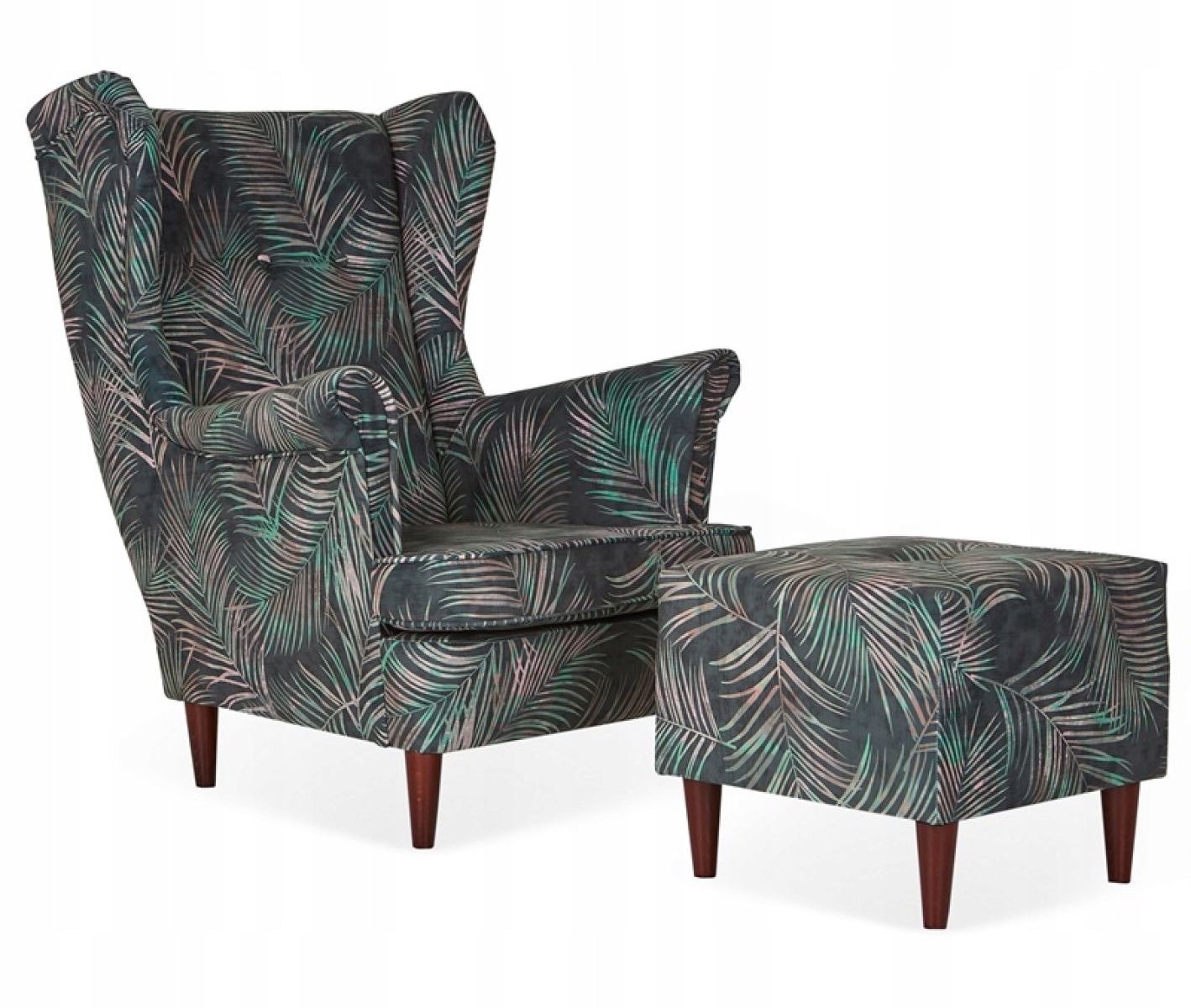 Ohrensessel M 121 mit Hocker Wohnzimmersessel  Blumenmuster