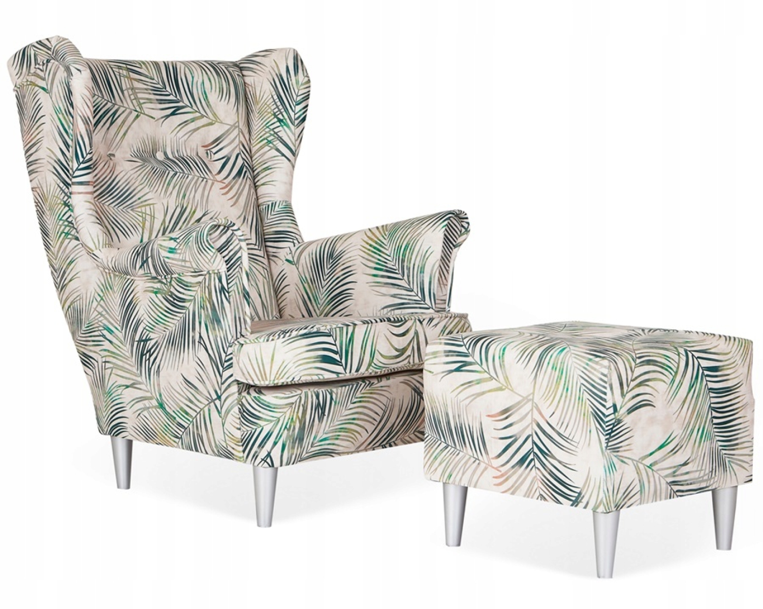 Ohrensessel M 122 mit Hocker Wohnzimmersessel  Blumenmuster