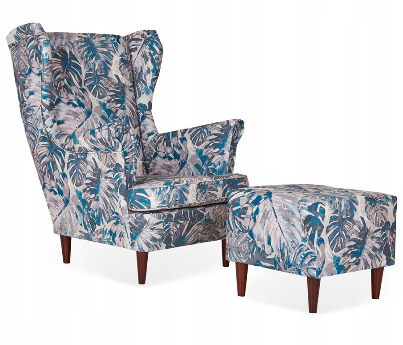 Ohrensessel M 123 mit Hocker Wohnzimmersessel Blumenmuster